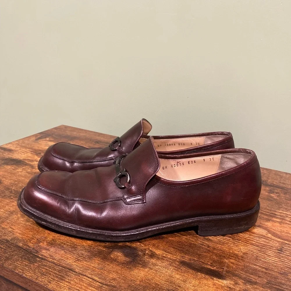Salvatore Ferragamo Mens Studio Brown Metal Horsebit Leather‎ Loafers Size 9 2E